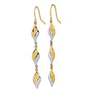 14K Two-tone Polished Wavy Dangle Earrings