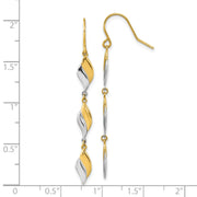 14K Two-tone Polished Wavy Dangle Earrings