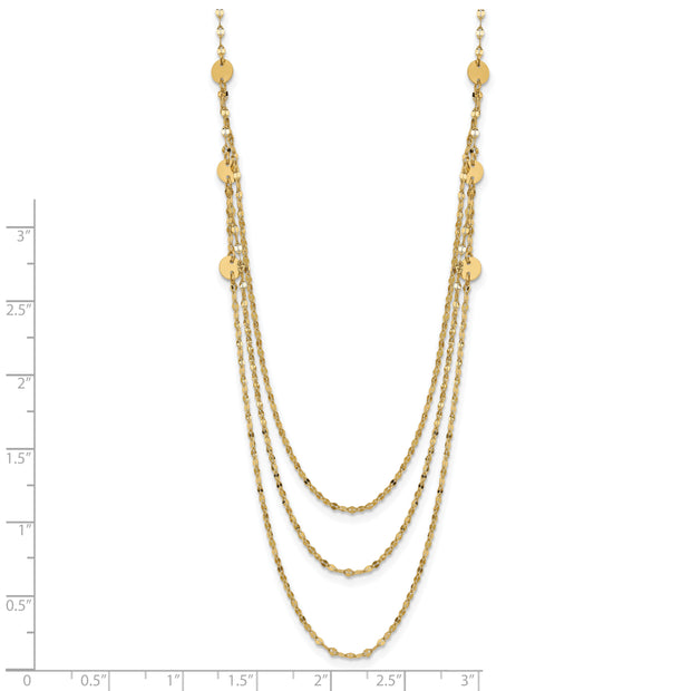 14K Triple Layer Polished Circles Fancy Necklace