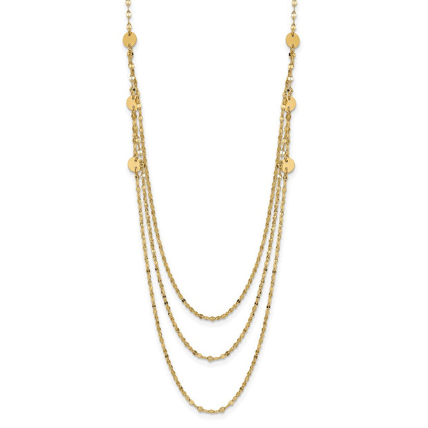 14K Triple Layer Polished Circles Fancy Necklace