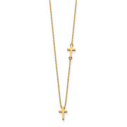 14k Sideways Cross and Cross Pendant Necklace