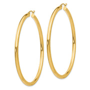 14K Polished 3mm Lightweight Tube Hoop Earrings