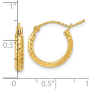 14K Polished and D/C Textured Hoop Earrings