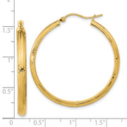 14K Polished and Textured Fancy Hoop Earrings