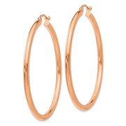 14k Rose Gold Polished 2.5mm Lightweight Tube Hoop Earrings