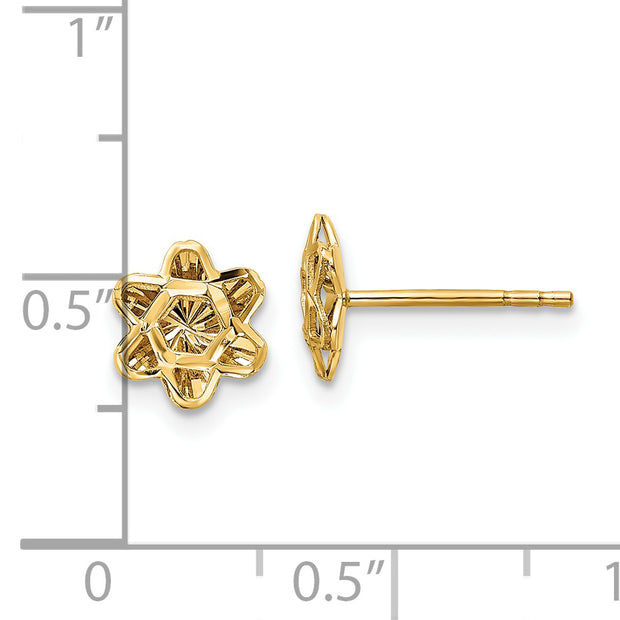 14k Diamond-cut Floral Post Earrings