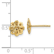 14k Polished Diamond-cut Snowflake Post Earrings