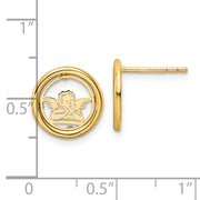 14k Polished Raphael Angel in Circle Post Earrings