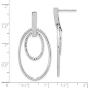 14k White Gold Gold Polished Diamond Cut Post Dangle Earrings