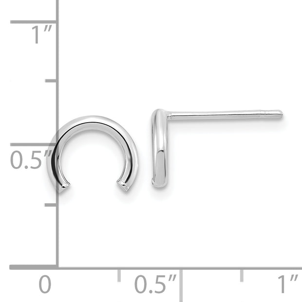14k White Gold Polished U Shape Tube Post Earrings