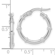 14K White Polished Fancy Hoop Earrings