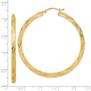 14K Polished and Textured Hoop Earrings