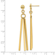 14K Polished 3 Bar Post Dangle Earrings