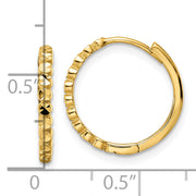 14k Diamond-cut 2x16mm Hinged Hoop Earrings