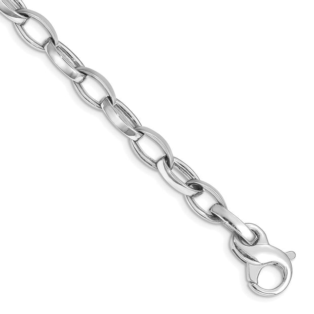 14k WG 6.6mm Hand Polished and Satin Fancy Link Bracelet