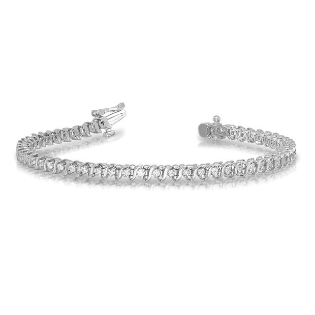 14k White Gold 1.6mm Diamond Tennis Bracelet