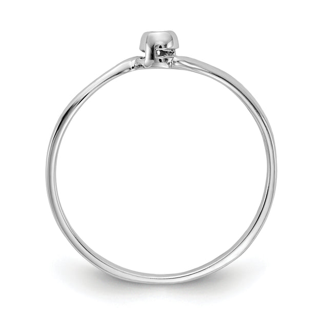 14k White Gold Polished AA Diamond Ring