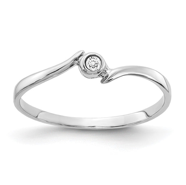 14k White Gold Polished AA Diamond Ring