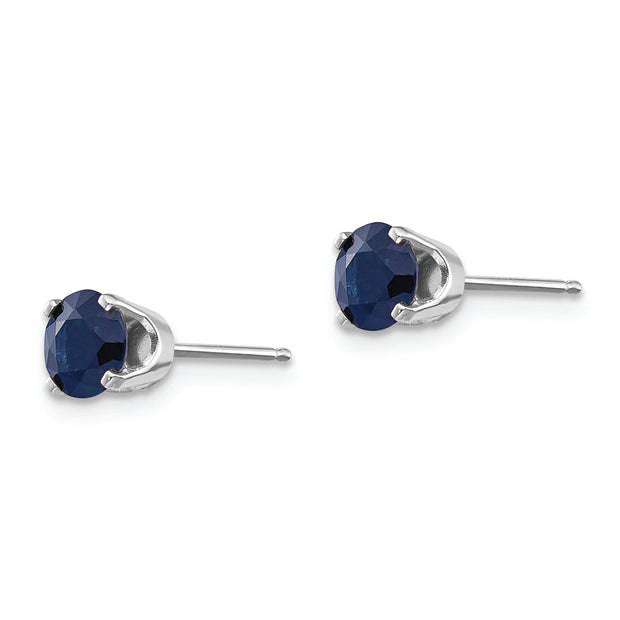 14k White Gold 5mm Natural Sapphire Stud Earrings