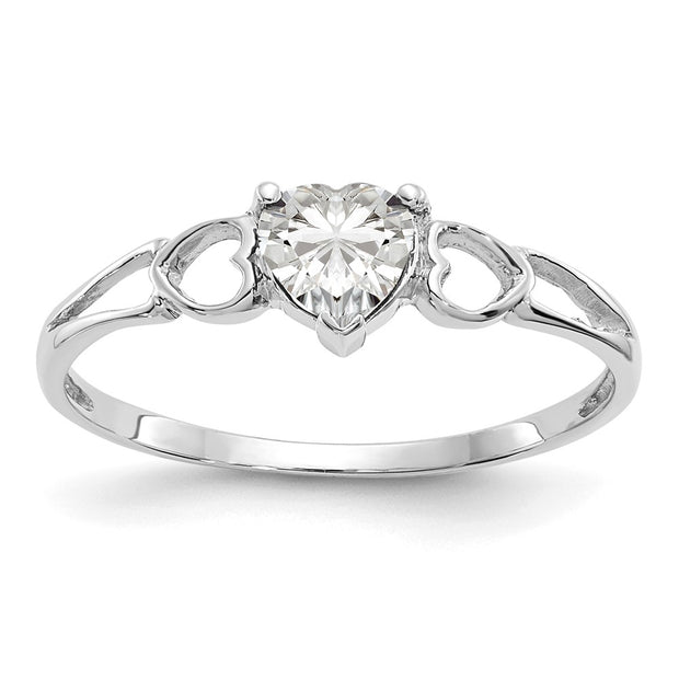 14k White Gold White Topaz Birthstone Ring