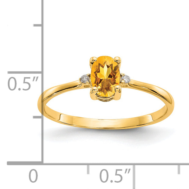 14k Diamond & Citrine Birthstone Ring