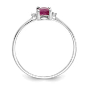 14k White Gold Diamond & Ruby Birthstone Ring
