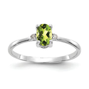 14k White Gold Diamond & Peridot Birthstone Ring