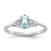 14k White Gold Aquamarine and Diamond Ring
