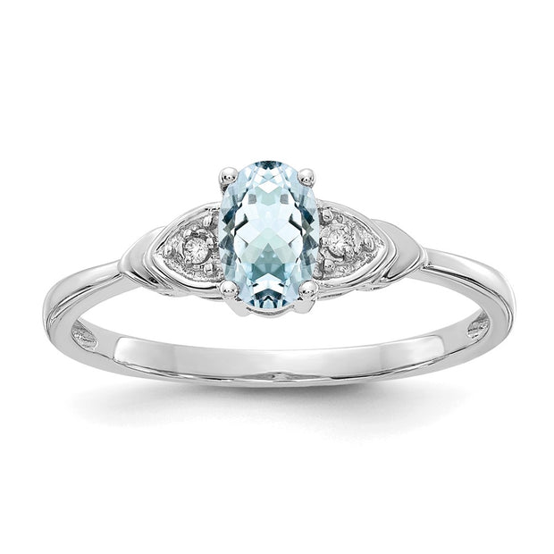 14k White Gold Aquamarine and Diamond Ring