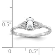 14k White Gold White Topaz and Diamond Ring