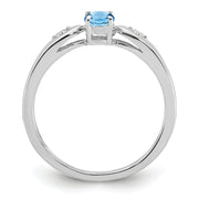 14k White Gold Aquamarine and Diamond Ring