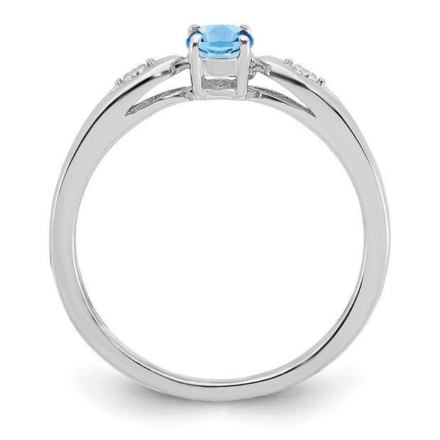 14k White Gold Aquamarine and Diamond Ring