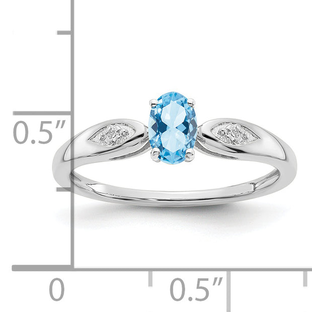 14k White Gold Aquamarine and Diamond Ring