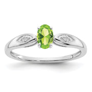 14k White Gold Peridot and Diamond Ring
