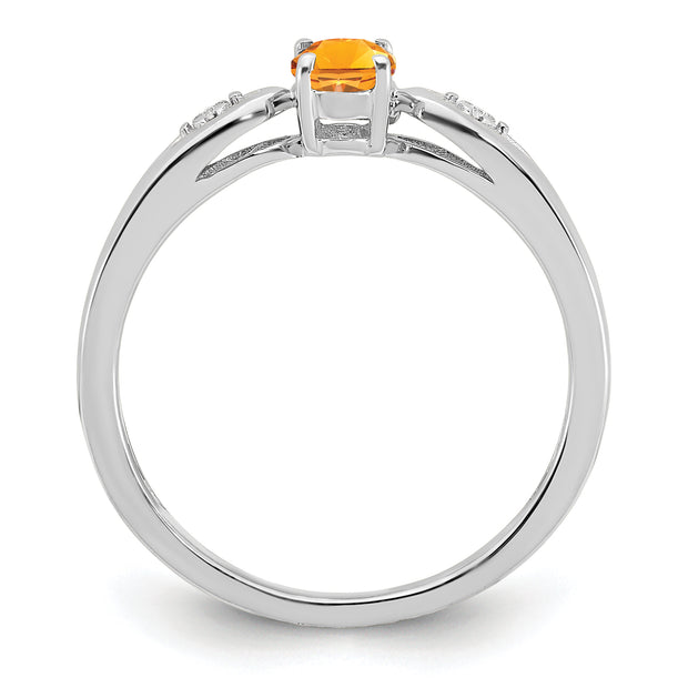 14k White Gold Citrine and Diamond Ring