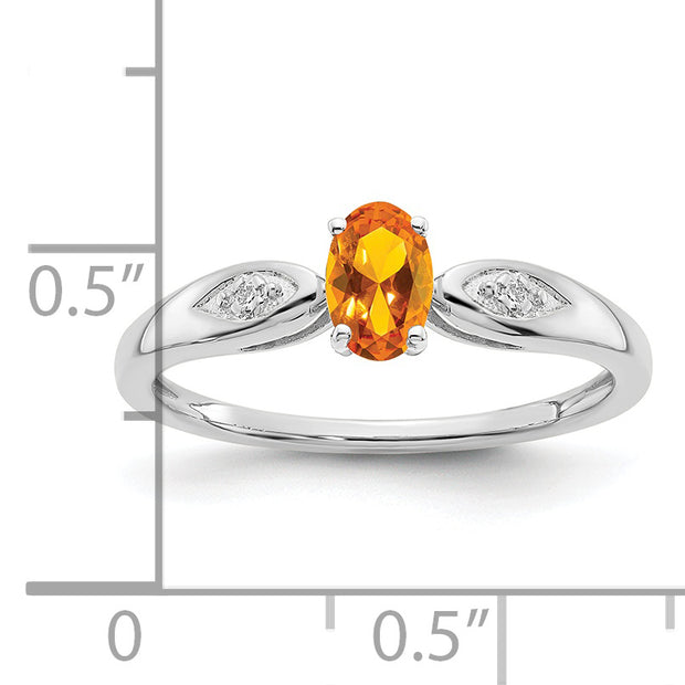 14k White Gold Citrine and Diamond Ring