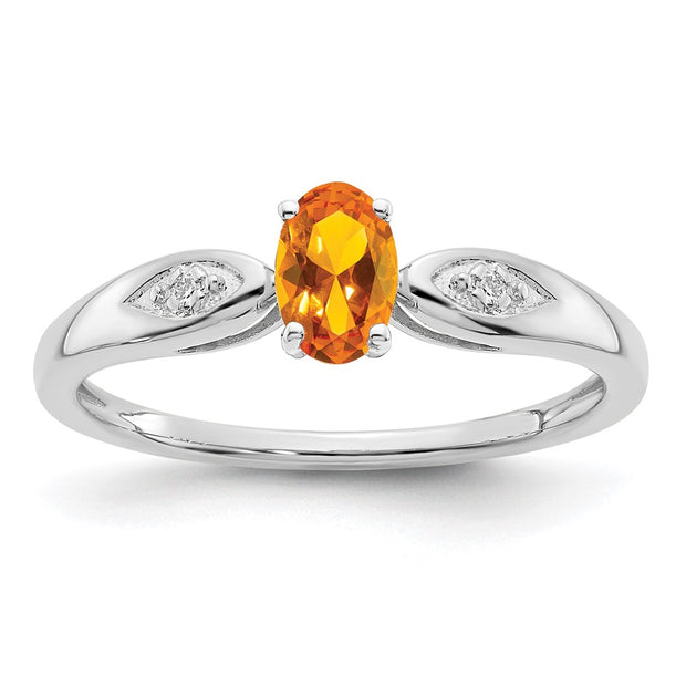14k White Gold Citrine and Diamond Ring