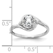 14k White Gold White Topaz and Diamond Ring