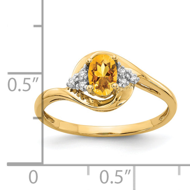 14k Citrine and Diamond Ring