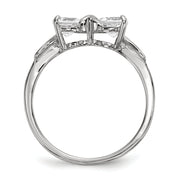 14k White Gold Polished White Topaz Bow Ring