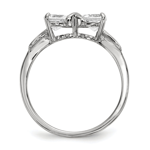 14k White Gold Polished White Topaz Bow Ring