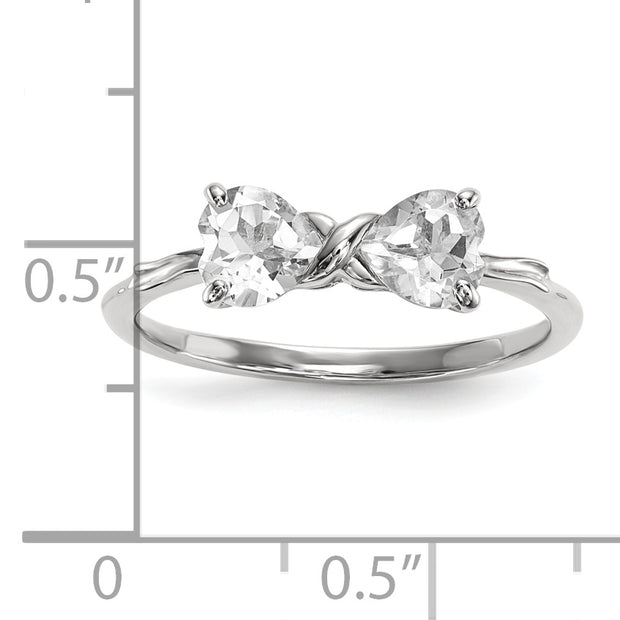 14k White Gold Polished White Topaz Bow Ring