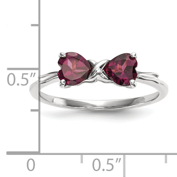 14k White Gold Polished Rhodolite Bow Ring