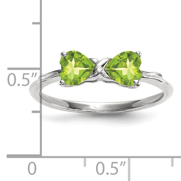 14k White Gold Polished Peridot Bow Ring