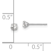 14k White Gold 3mm Round CZ Post Earrings