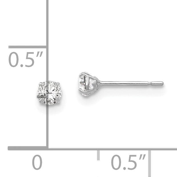14k White Gold 3mm Round CZ Post Earrings