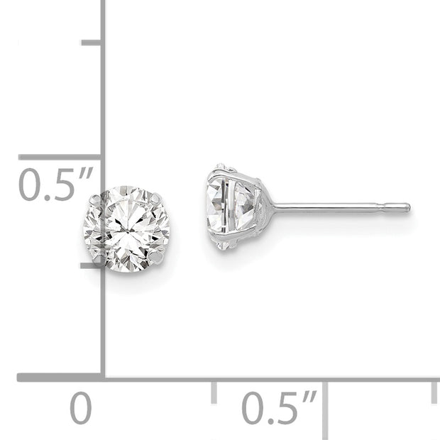 14k White Gold 5mm Round CZ Post Earrings