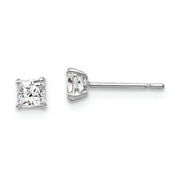 14k White Gold 3mm Square CZ Post Earrings