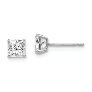 14k White Gold 4mm Square CZ Post Earrings