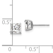 14k White Gold 5mm Square CZ Post Earrings